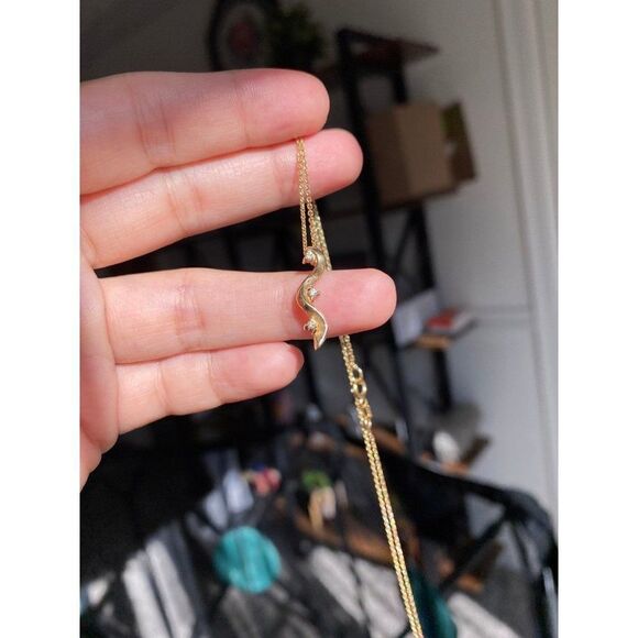 14k Diamond Wavy Pendant Necklace - Picture 9 of 11